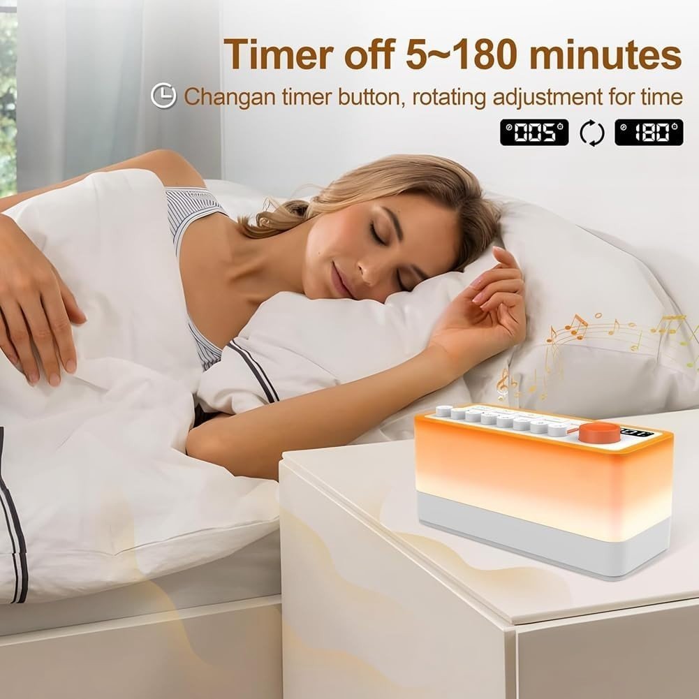 White Noise Sleep Machine with Bluetooth Speaker & 12 - Color Night Light - Kwikley