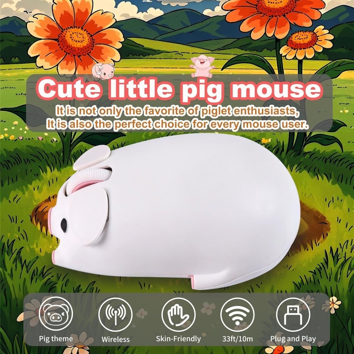 White Pig Wireless Mouse Bluetooth 5.1 2.4G Silent 1200DPI - Kwikley