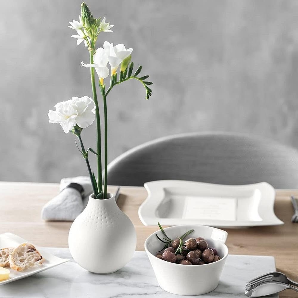 White Porcelain Vase Small Modern Minimalist Flower Table Decor 12cm - Kwikley