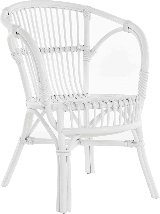 White Rattan Wicker Armchair Scandinavian Indoor Accent Chair Natural Finish