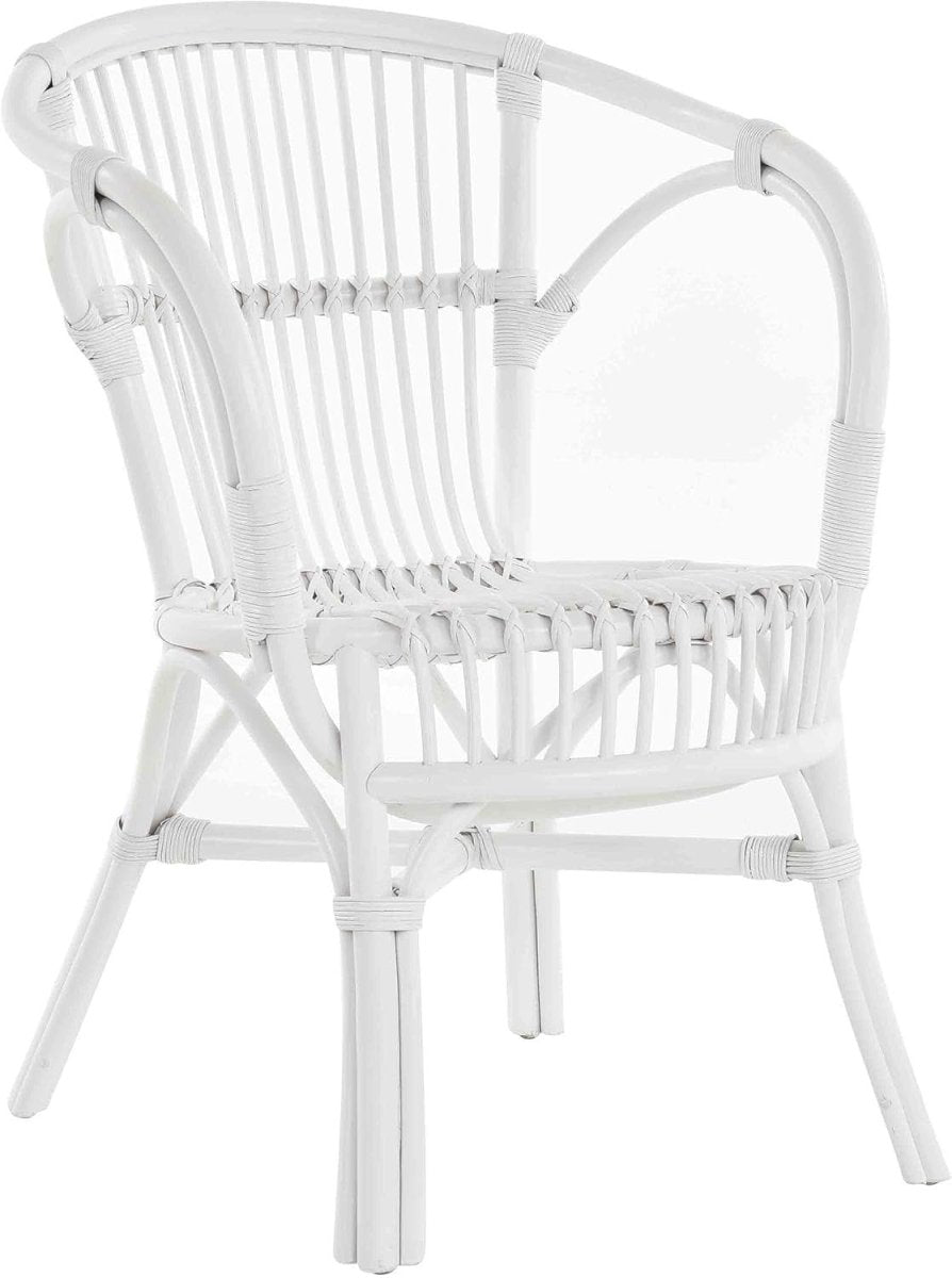 White Rattan Wicker Armchair Scandinavian Indoor Accent Chair Natural Finish - Kwikley