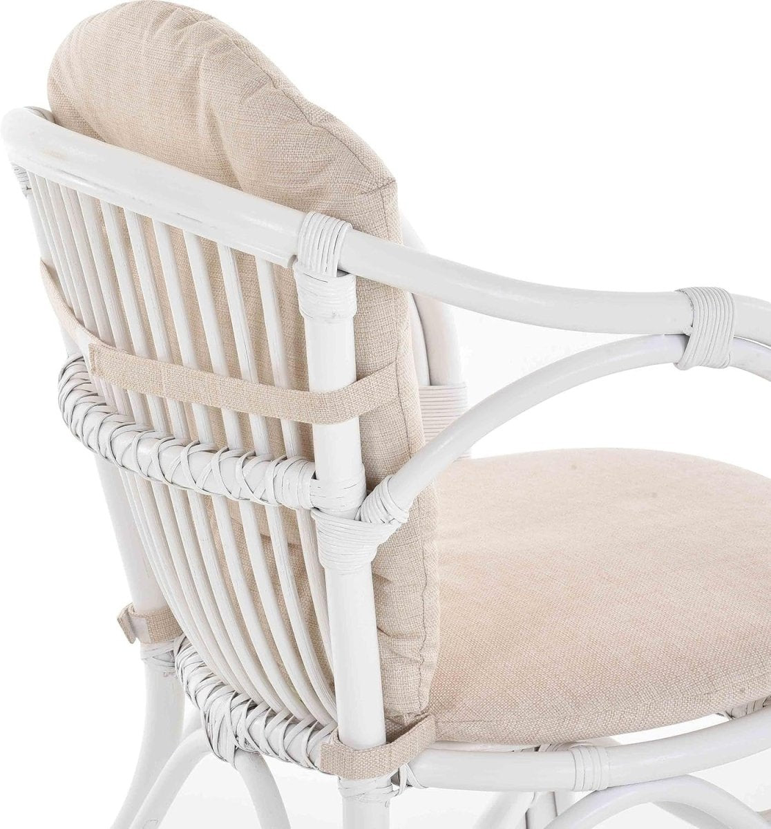 White Rattan Wicker Armchair With Cushions Scandinavian Indoor Accent Chair - Kwikley