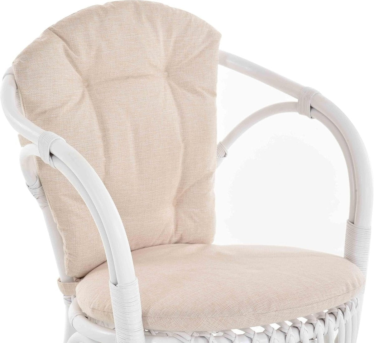 White Rattan Wicker Armchair With Cushions Scandinavian Indoor Accent Chair - Kwikley