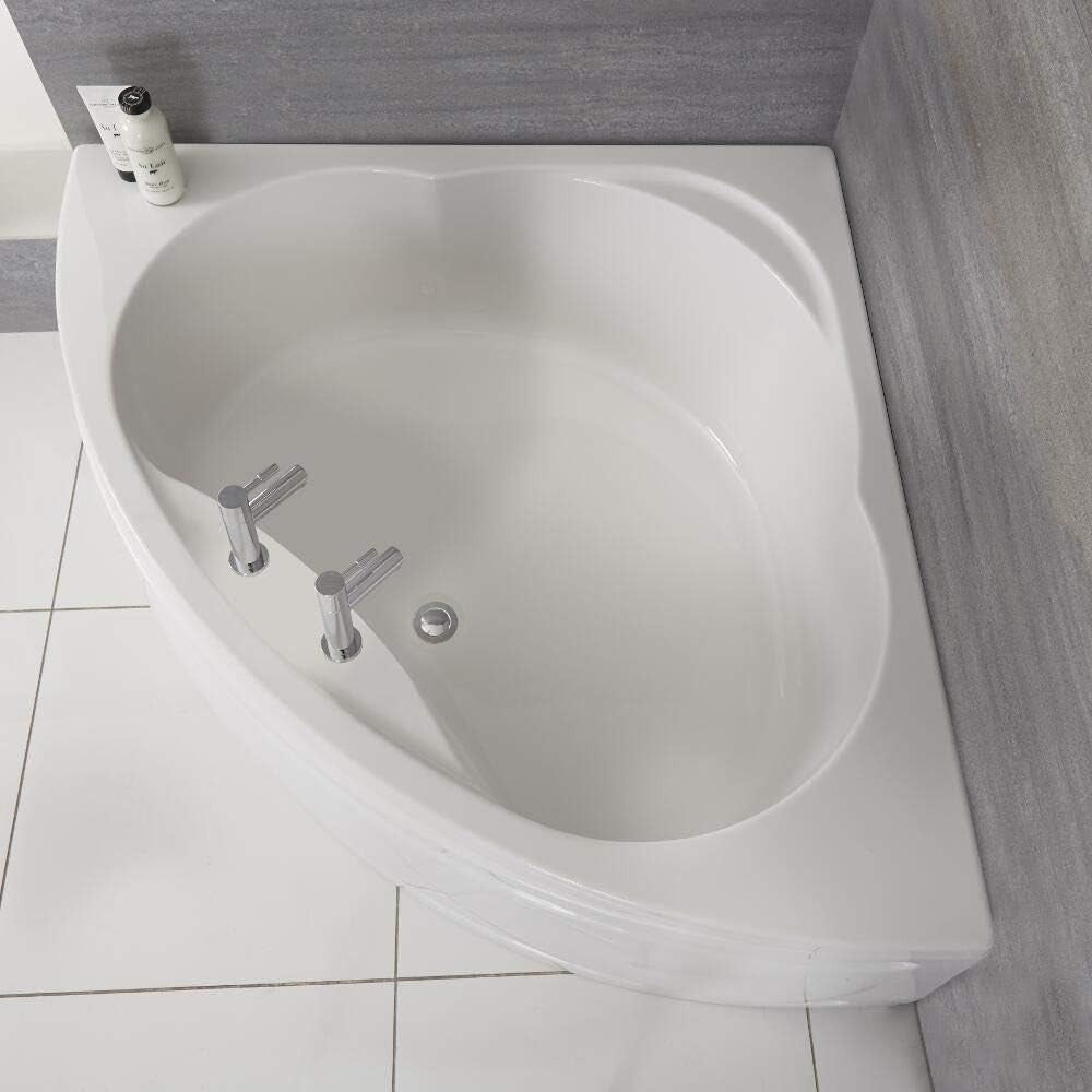 White Reversible Corner Bath 1200x1200mm Freestanding Acrylic with Panel - Kwikley
