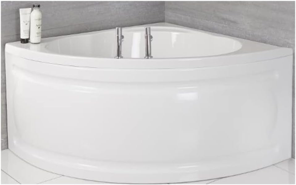 White Reversible Corner Bath 1200x1200mm Freestanding Acrylic with Panel - Kwikley