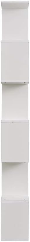 White S - Shape 6 Tier Bookcase Modern Display Shelf Unit Free Standing Storage - Kwikley