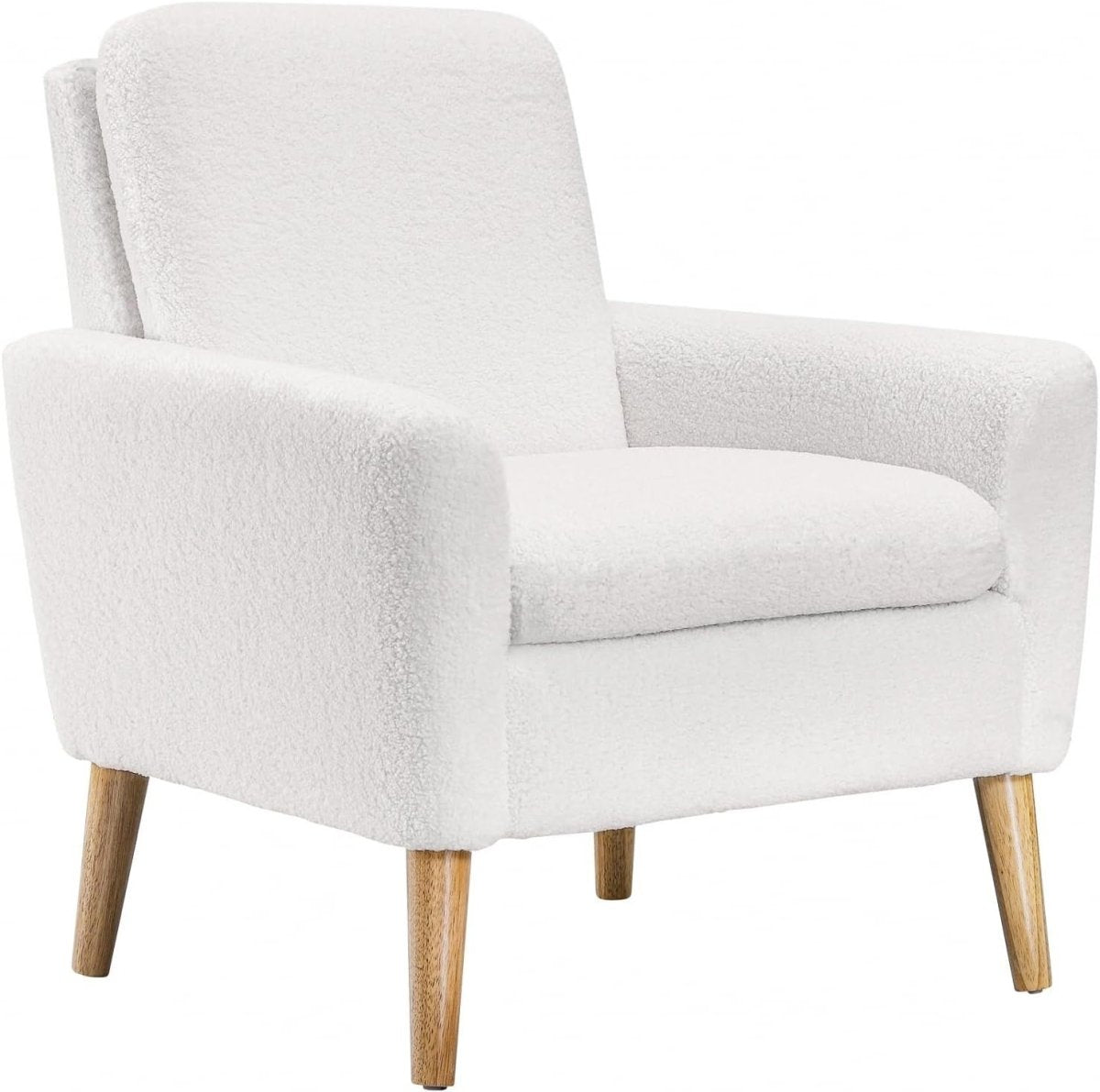 White Sherpa Accent Chair Comfy Armchair for Living Room Bedroom Office - Kwikley