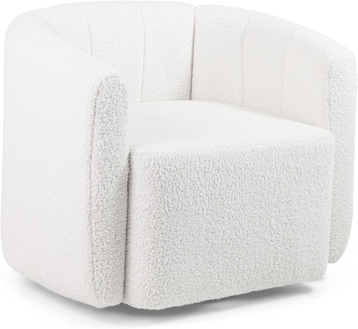 White Sherpa Swivel Accent Chair 360° Barrel Armchair Lounge Sofa - Kwikley