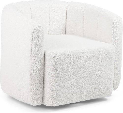 White Sherpa Swivel Accent Chair 360° Barrel Armchair Lounge Sofa - Kwikley