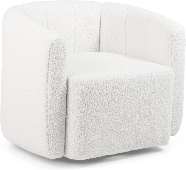 White Sherpa Swivel Accent Chair 360° Barrel Armchair Lounge Sofa