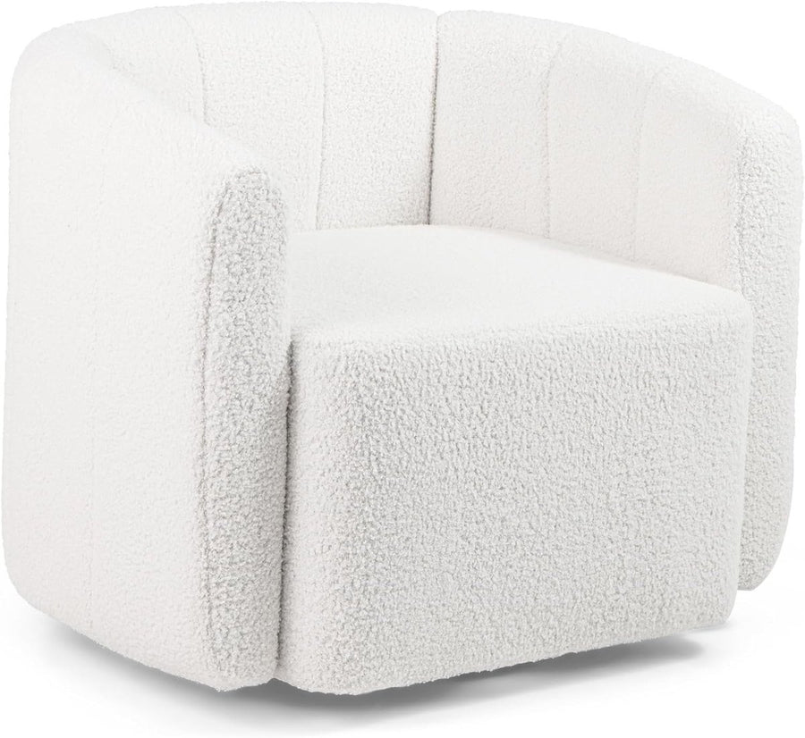 White Sherpa Swivel Accent Chair 360° Barrel Armchair Lounge Sofa - Kwikley