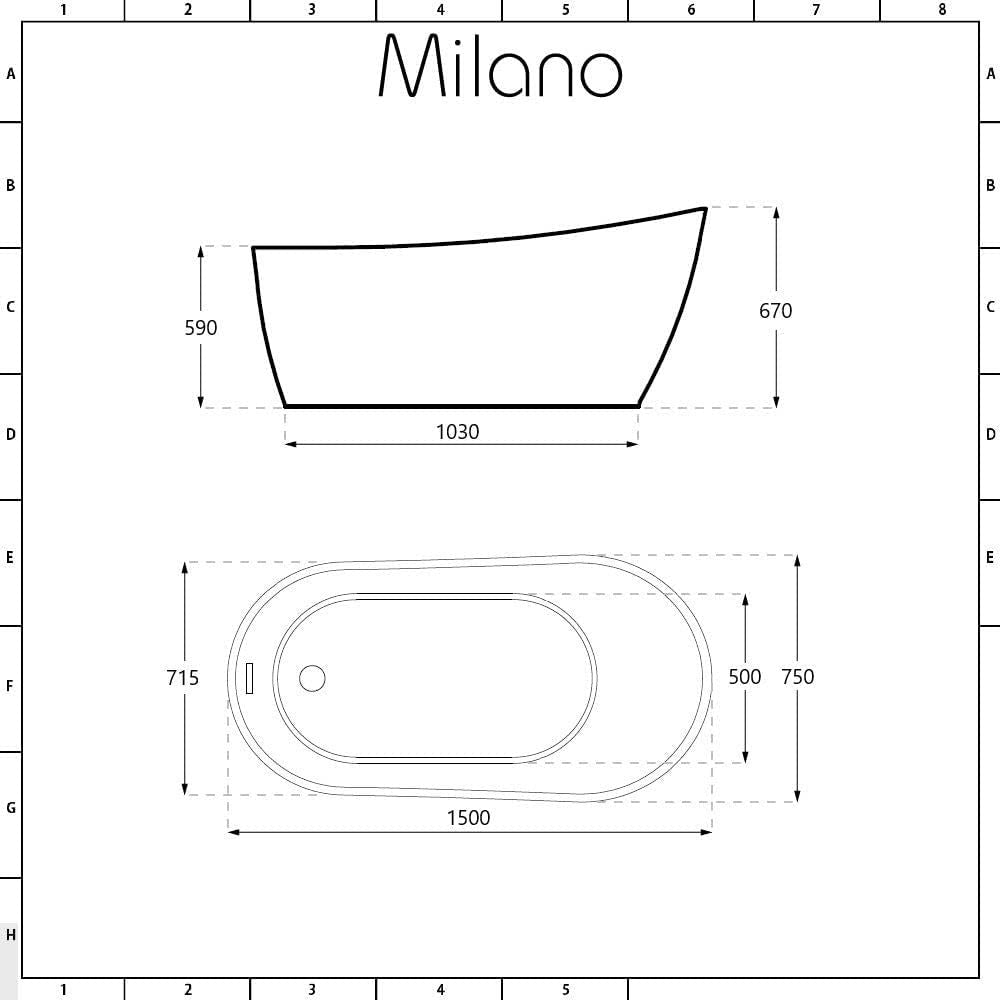 White Single Ended Freestanding Slipper Bath 1500x750mm Overflow - Kwikley