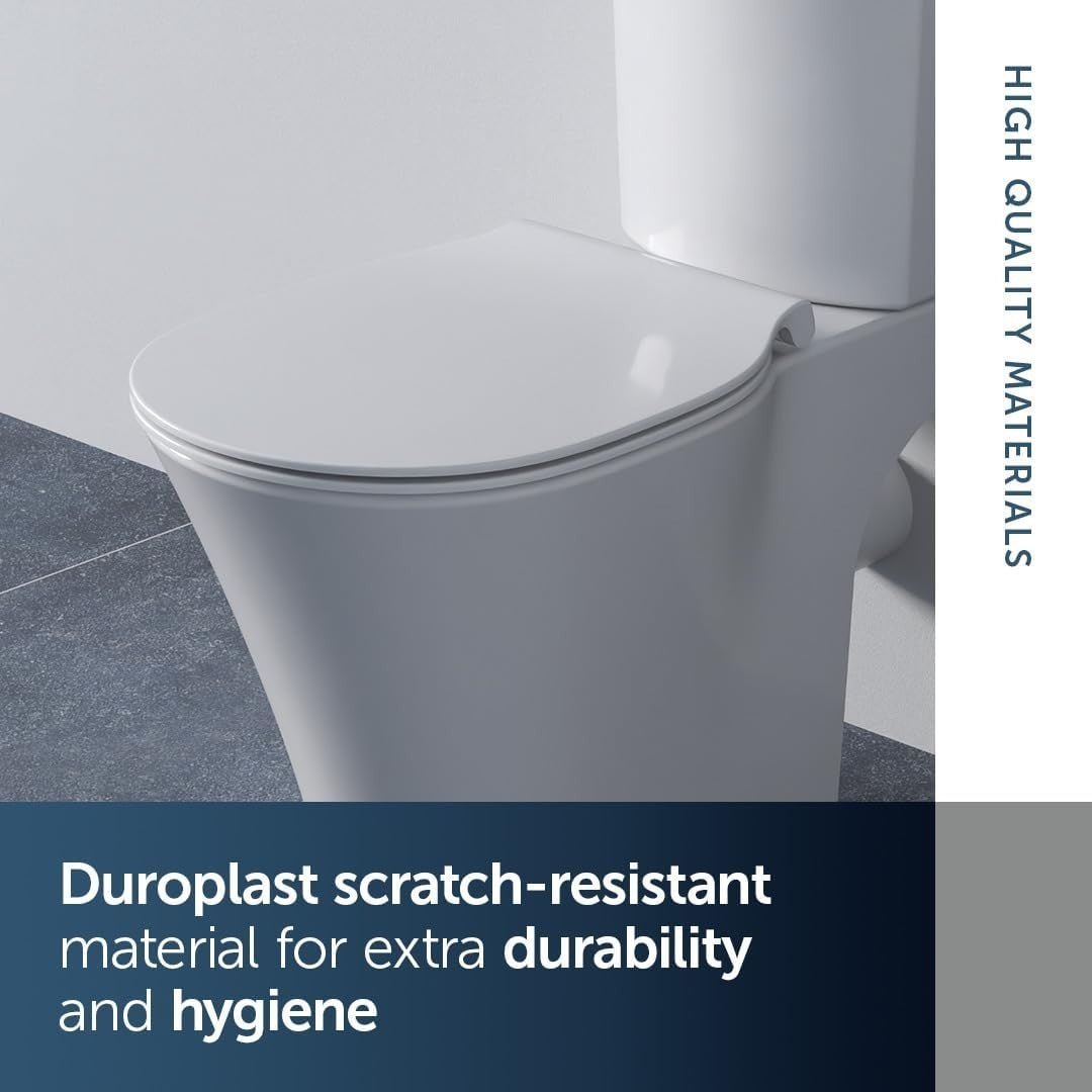 White Slim Duroplast Toilet Seat Removable Soft - Close Bathroom WC - Kwikley