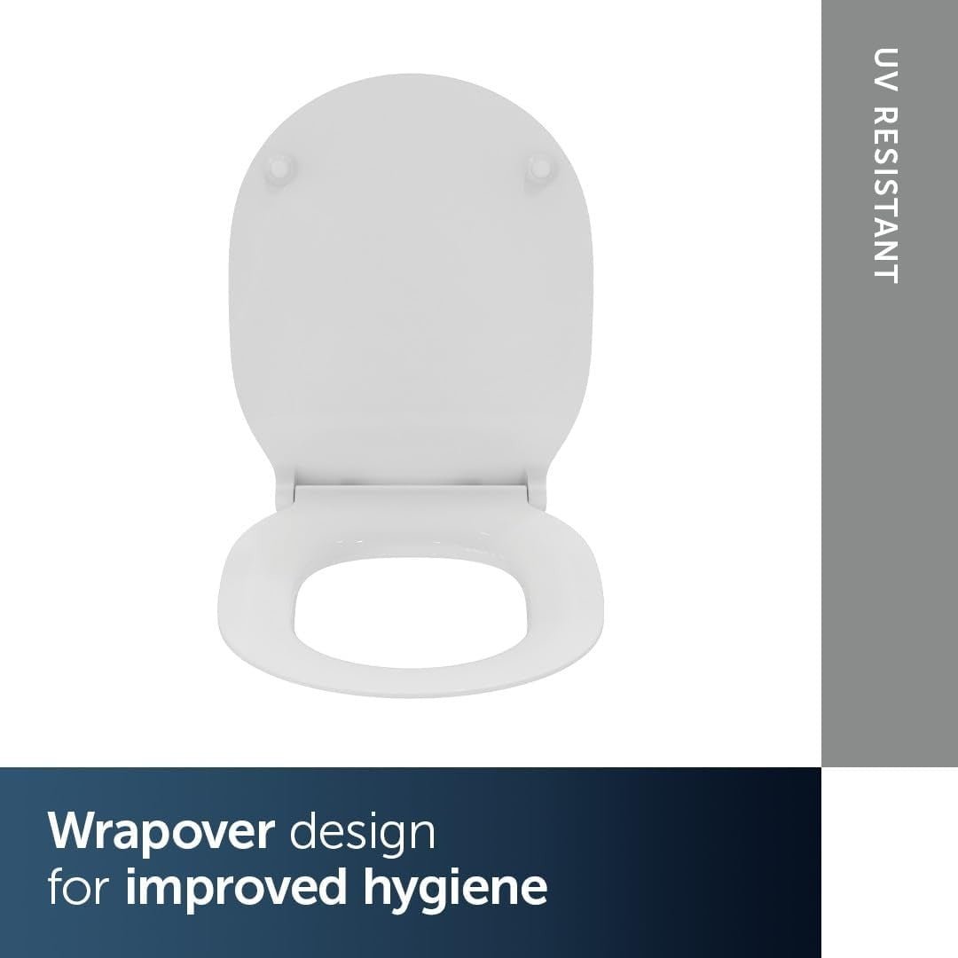 White Slim Duroplast Toilet Seat Removable Soft - Close Bathroom WC - Kwikley