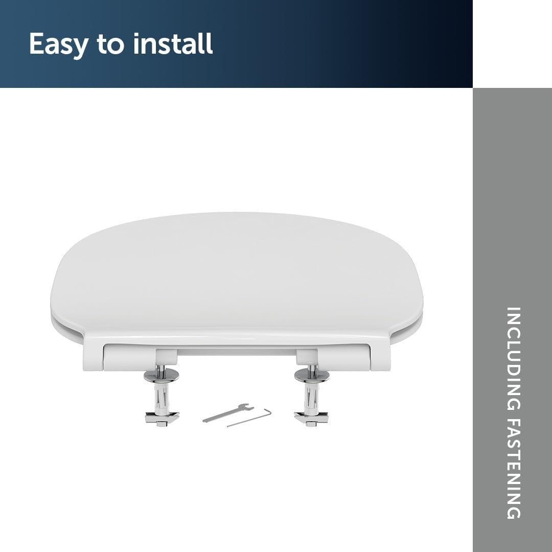 White Slim Duroplast Toilet Seat Removable Soft - Close Bathroom WC - Kwikley