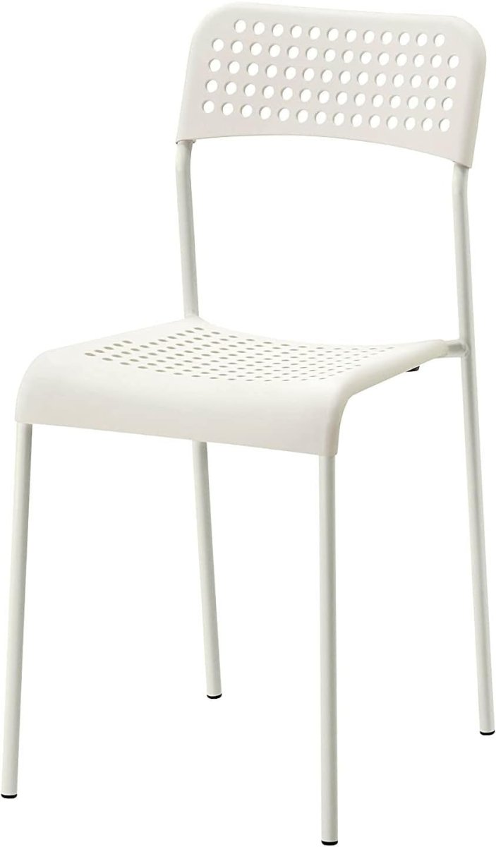 White Stackable Armless Dining Chair Alloy Steel Indoor Outdoor Seat - Kwikley