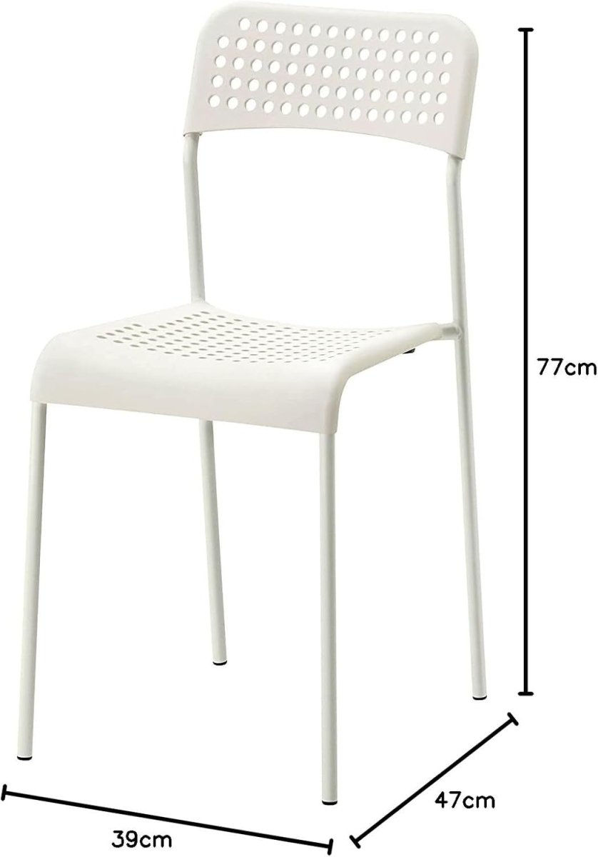 White Stackable Armless Dining Chair Alloy Steel Indoor Outdoor Seat - Kwikley