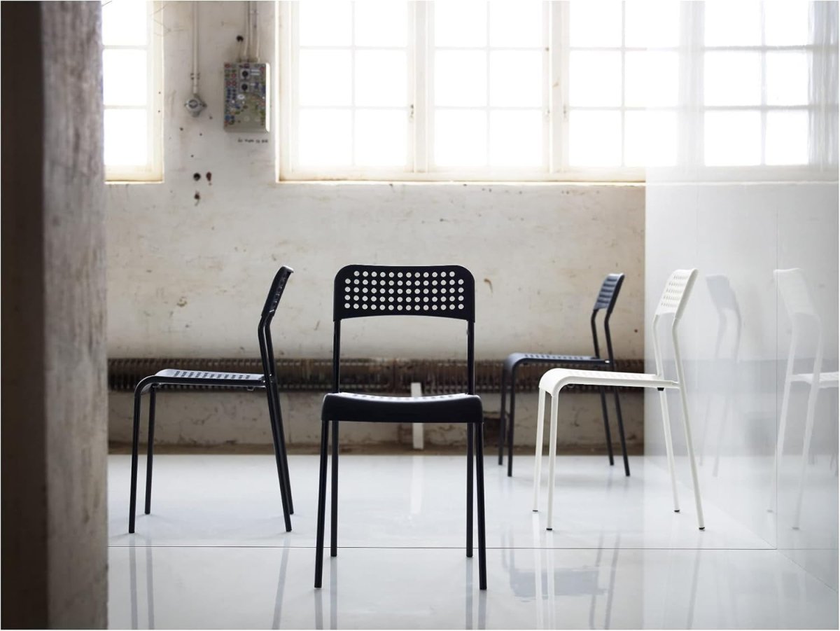 White Stackable Armless Dining Chair Alloy Steel Indoor Outdoor Seat - Kwikley