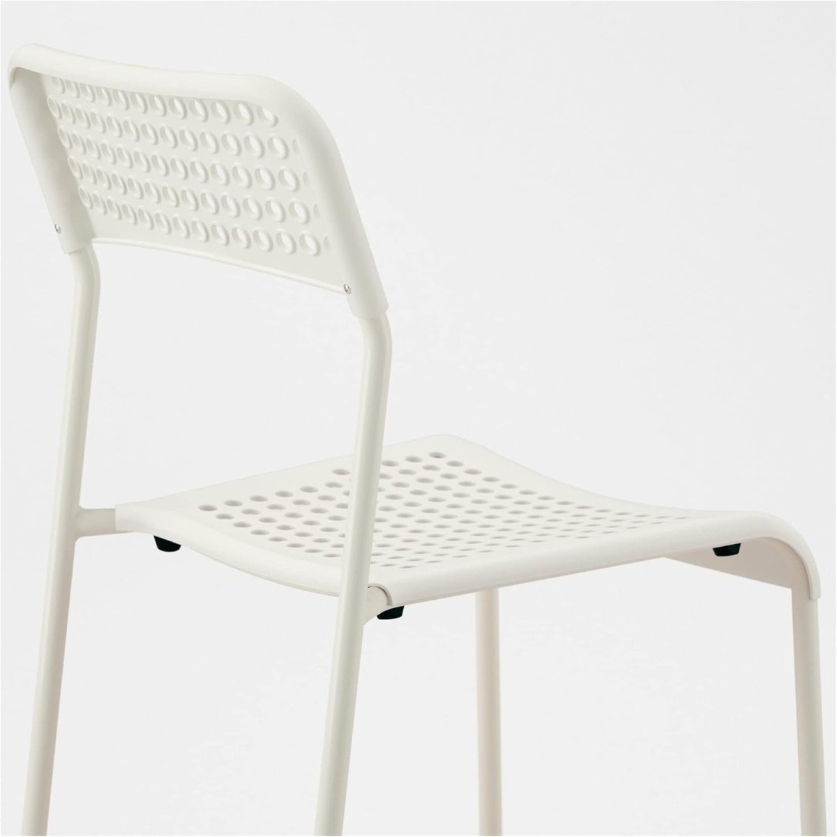 White Stackable Armless Dining Chair Alloy Steel Indoor Outdoor Seat - Kwikley