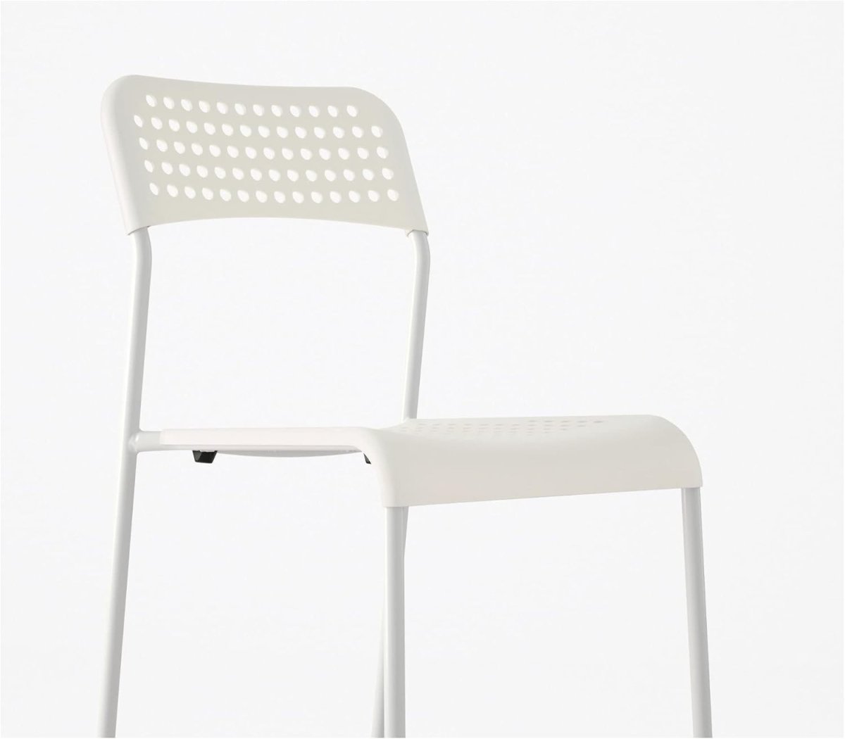 White Stackable Armless Dining Chair Alloy Steel Indoor Outdoor Seat - Kwikley