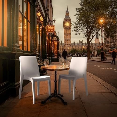 White Stackable Plastic Chair Durable Ergonomic Indoor Outdoor Seating - Kwikley