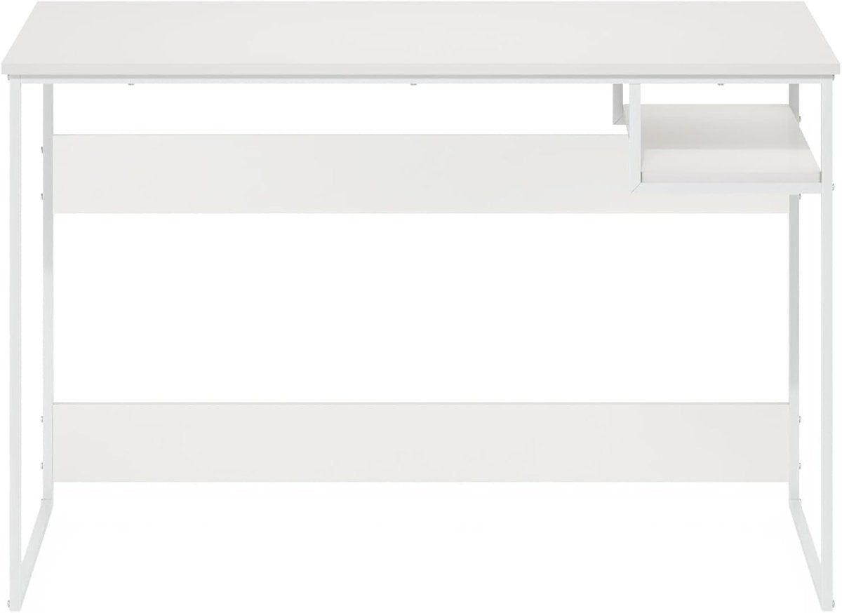 White Study Desk 114x51x75cm Modern Computer Table with Storage Shelf - Kwikley