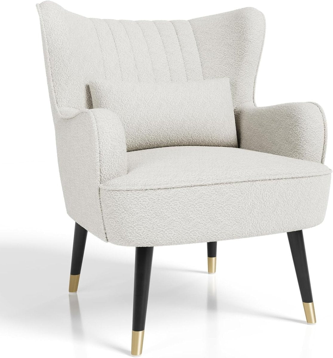 White Teddy Fleece Wing Back Accent Chair Lounge Armchair - Kwikley