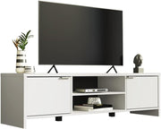 White TV Stand for 55-65" TVs with Cabinet Storage & Open Shelves Media Unit - Kwikley