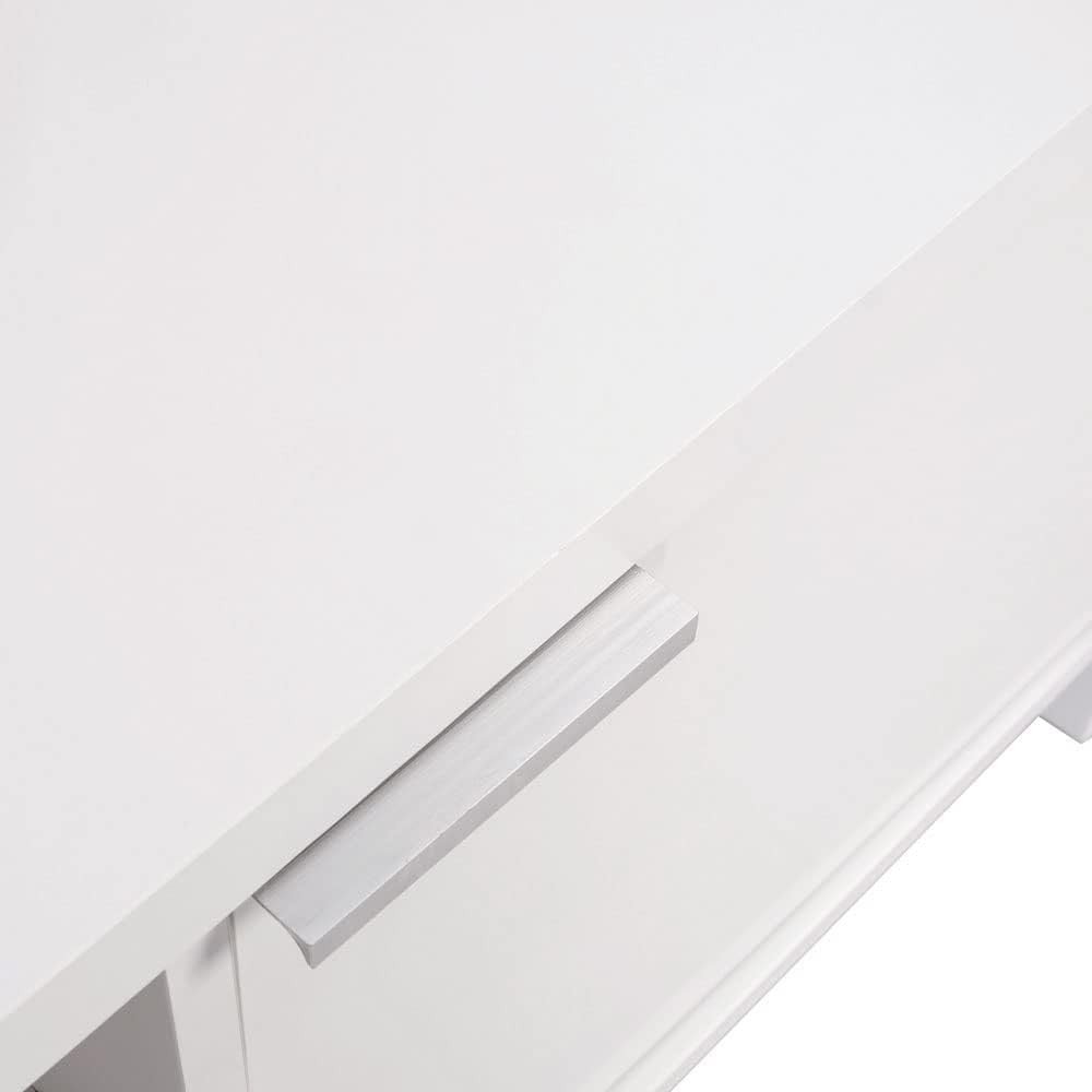White TV Stand for 55-65" TVs with Cabinet Storage & Open Shelves Media Unit - Kwikley