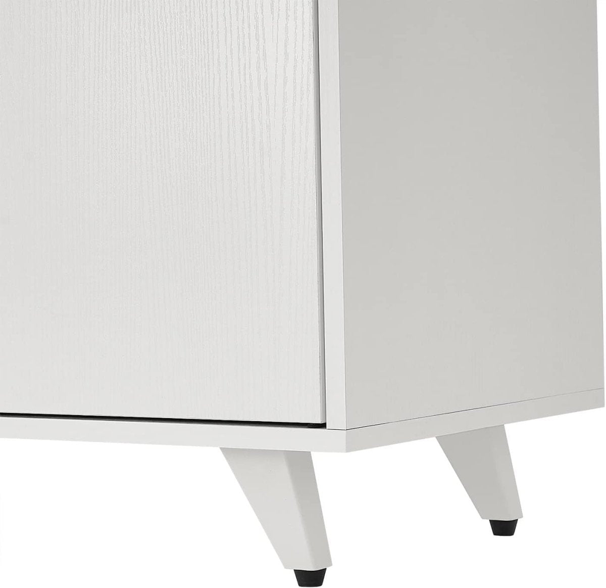 White TV Stand Unit for 70 Inch TV, 2 Doors, Storage Cabinet Shelves - Kwikley