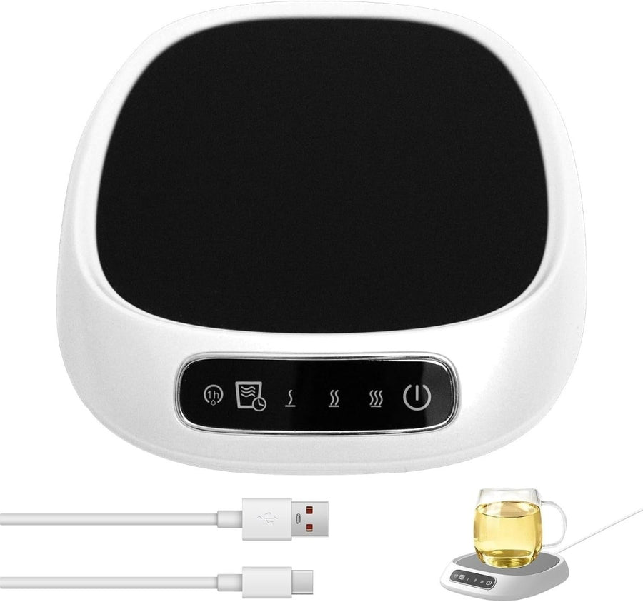 White USB Coffee Mug Warmer 3 Temp 55 - 85°C 8H Auto Off - Kwikley