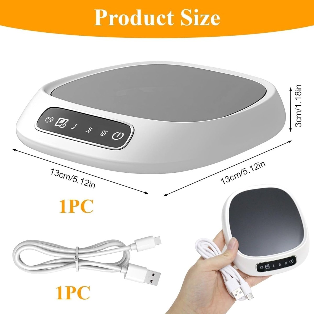 White USB Coffee Mug Warmer 3 Temp 55 - 85°C 8H Auto Off - Kwikley