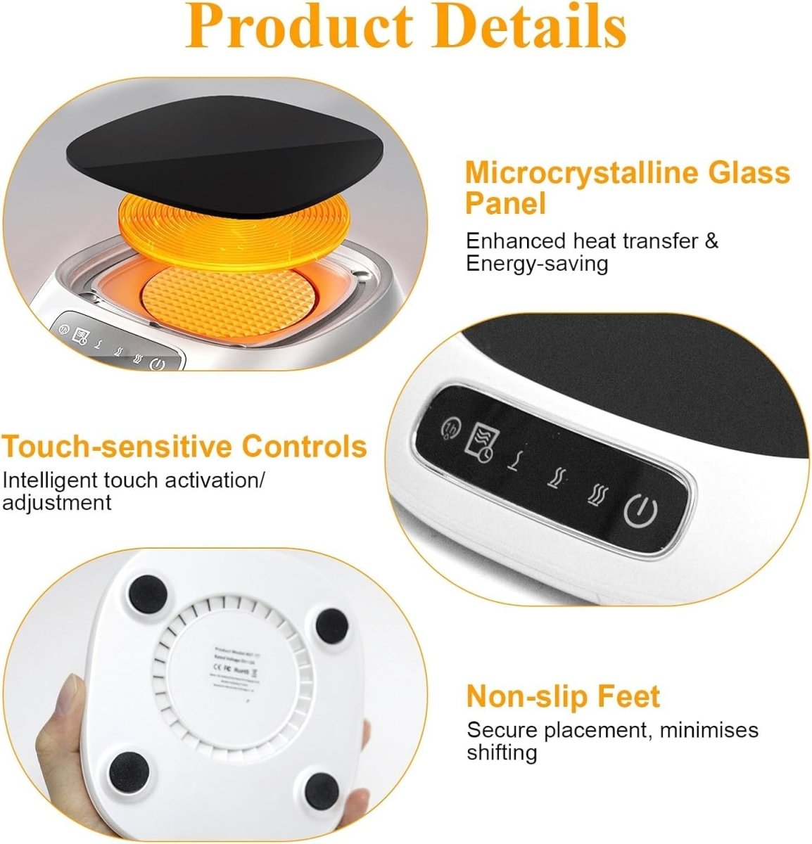 White USB Coffee Mug Warmer 3 Temp 55 - 85°C 8H Auto Off - Kwikley