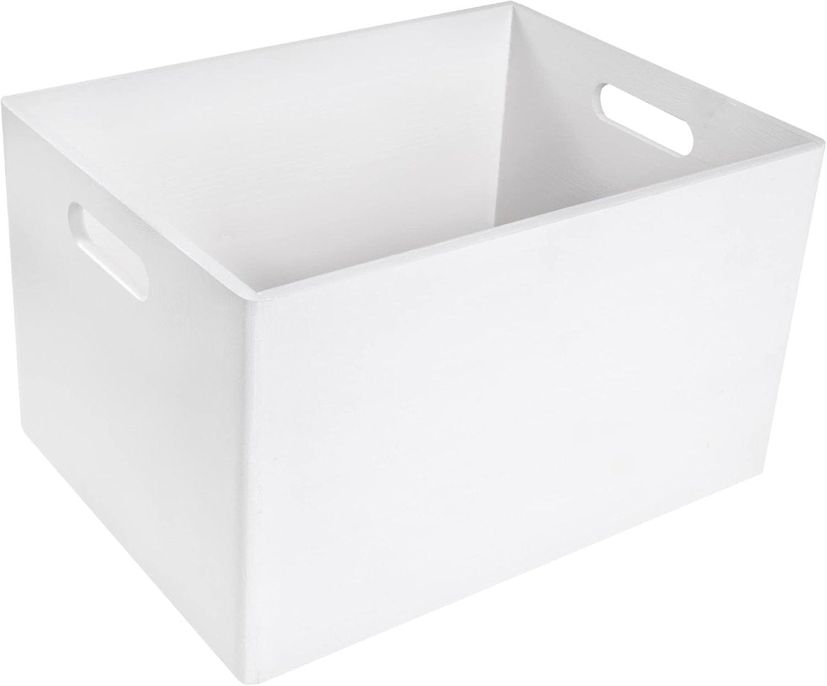 White Wooden Storage Box with Lid 39x29x23cm Organizer for Home & Gifts - Kwikley
