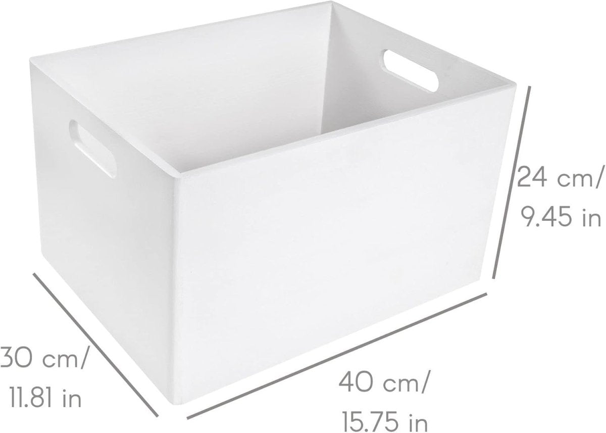 White Wooden Storage Box with Lid 39x29x23cm Organizer for Home & Gifts - Kwikley