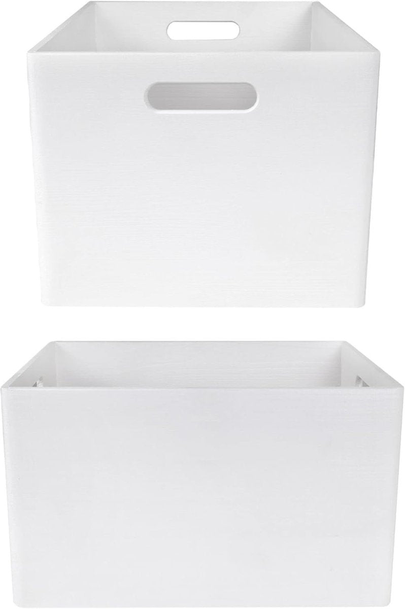 White Wooden Storage Box with Lid 39x29x23cm Organizer for Home & Gifts - Kwikley