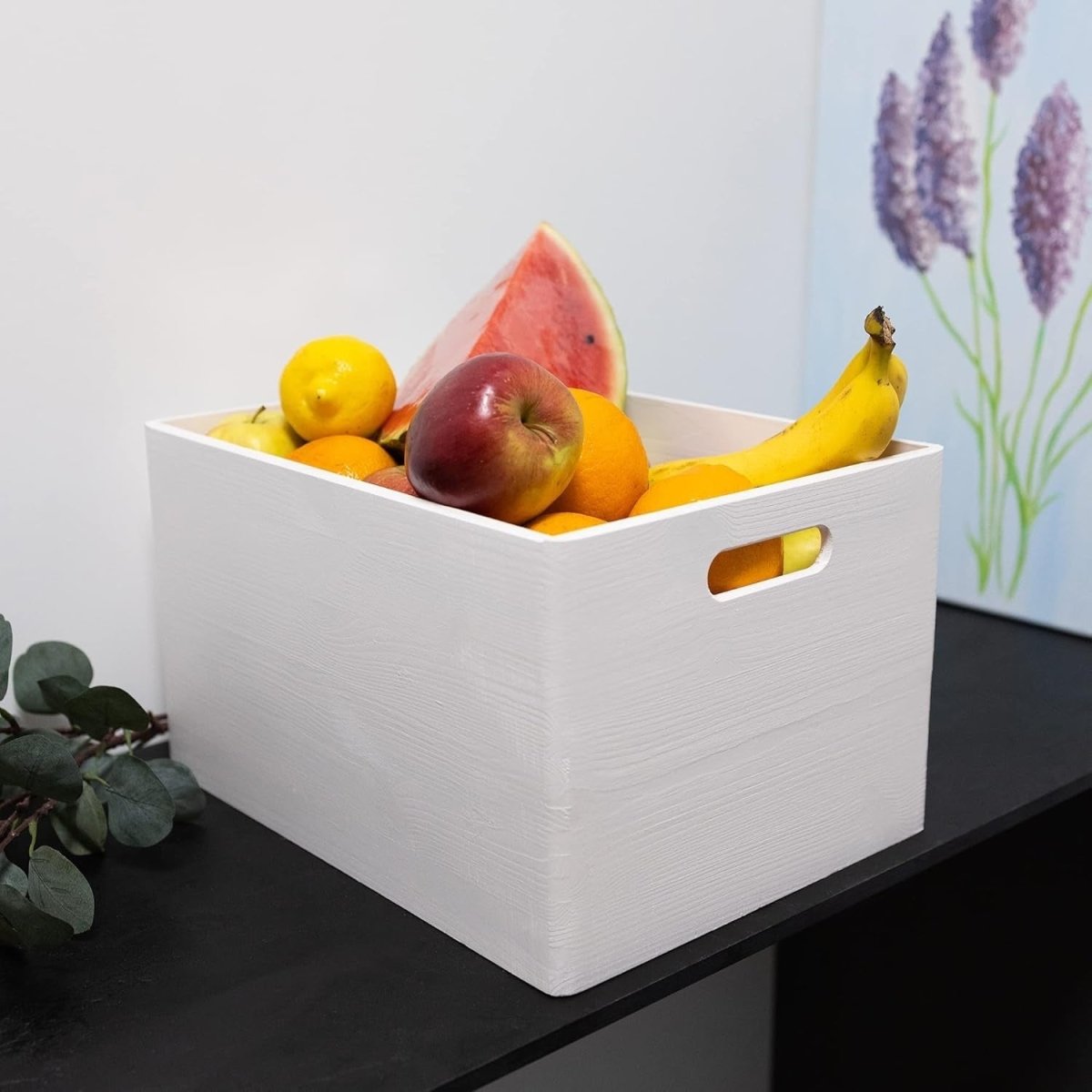 White Wooden Storage Box with Lid 39x29x23cm Organizer for Home & Gifts - Kwikley