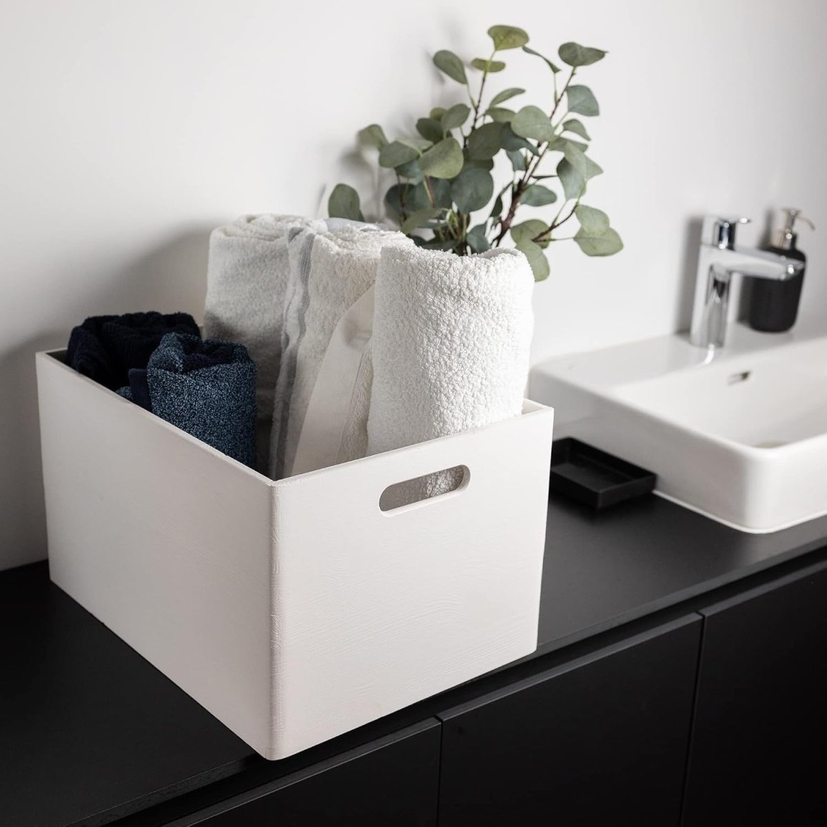White Wooden Storage Box with Lid 39x29x23cm Organizer for Home & Gifts - Kwikley