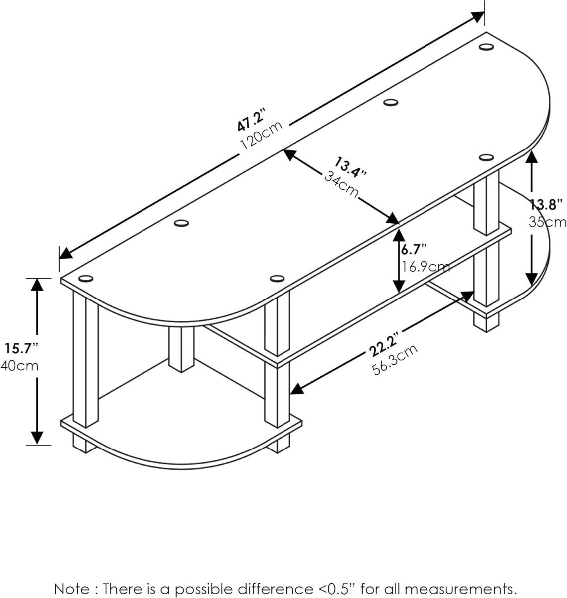 Wide TV Stand Unit for 55" TVs Oak White Media Console Storage Shelf - Kwikley