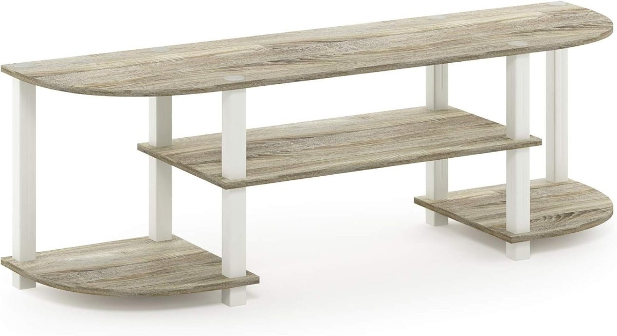 Wide TV Stand Unit for 55" TVs Oak White Media Console Storage Shelf - Kwikley