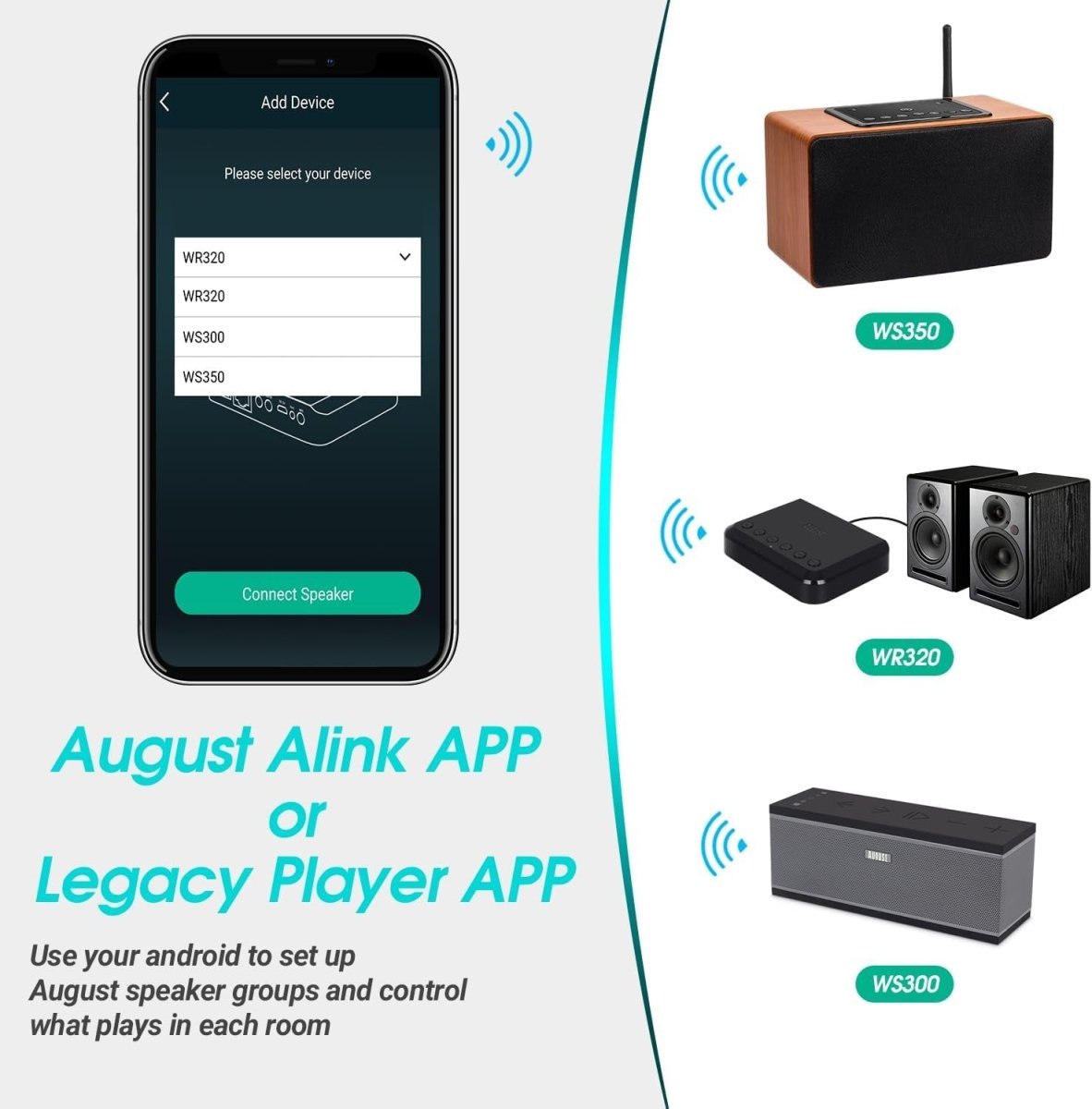 WiFi Audio Receiver Multiroom Wireless HiFi Adapter Bluetooth - Kwikley