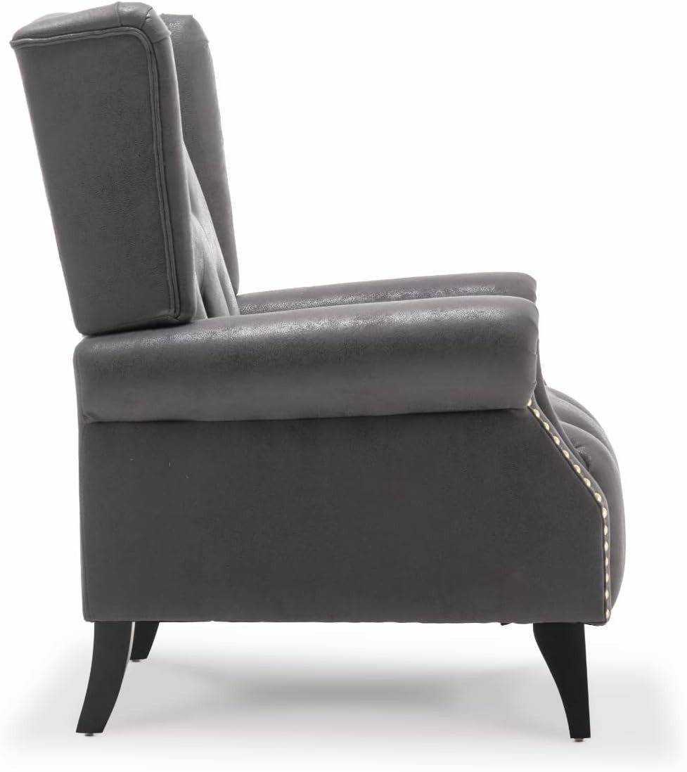 Wingback Armchair Grey Chesterfield Fireside High Back Accent Chair - Kwikley