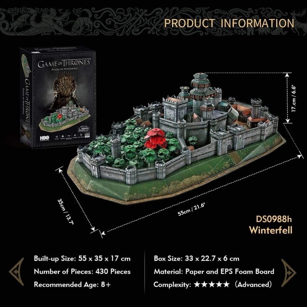 Winterfell 3D Puzzle Fantasy Castle Model Kit 430 Piece Collectible - Kwikley