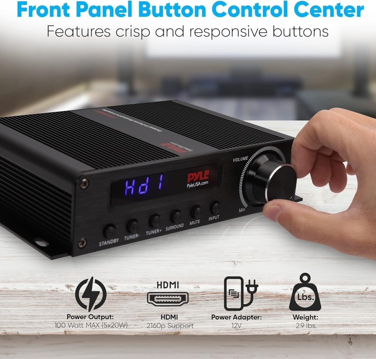 Wireless Bluetooth 5.1 Home Audio Amplifier 100W HDMI AUX - Kwikley