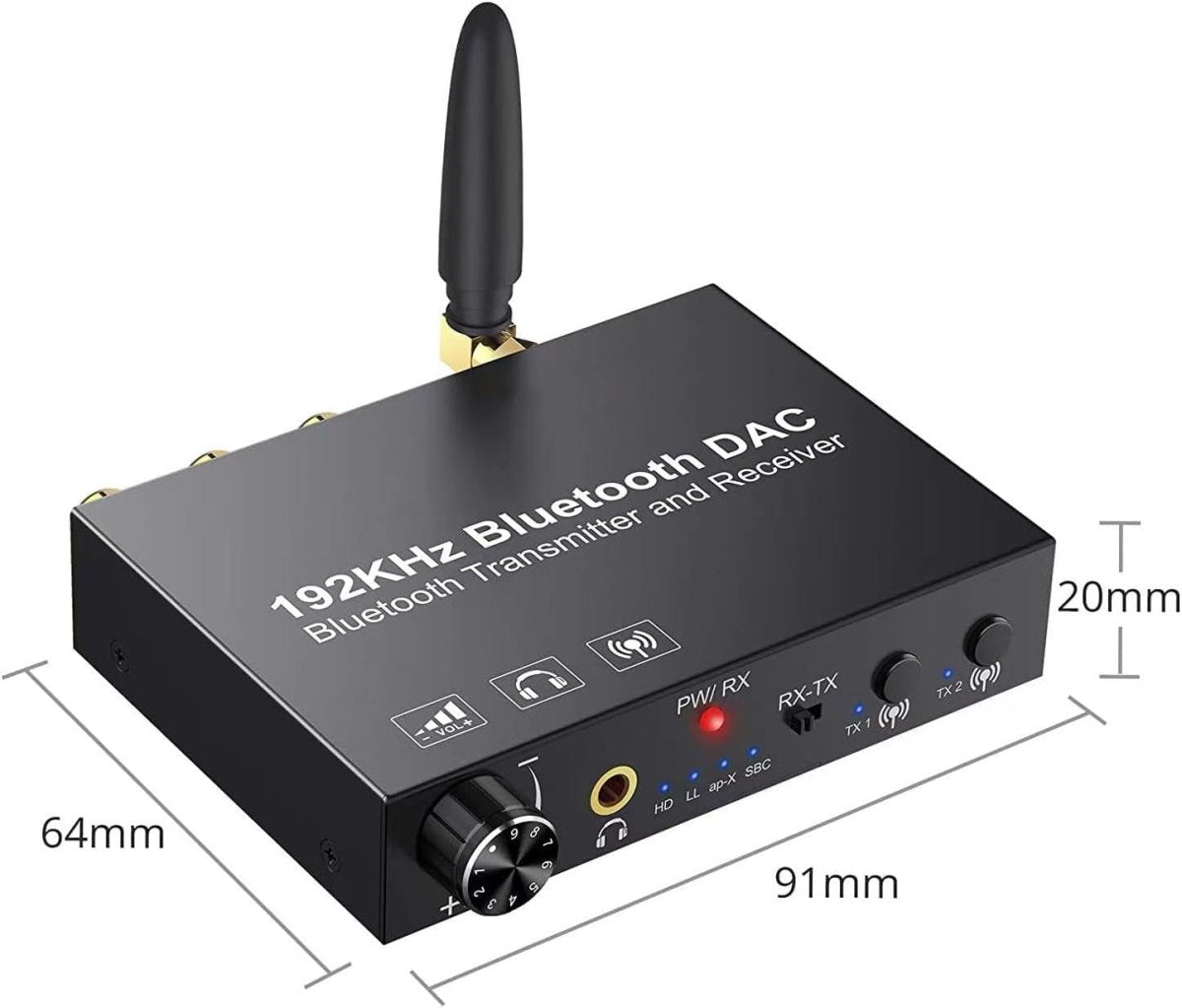 Wireless Bluetooth Audio Converter DAC – Black, Optical & Coaxial Adapter - Kwikley