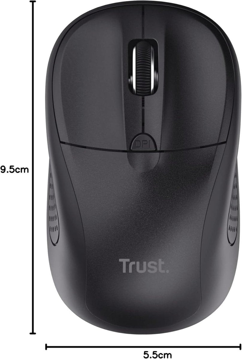 Wireless Bluetooth Mouse 1600 DPI Compact Silent PC Mac Black - Kwikley