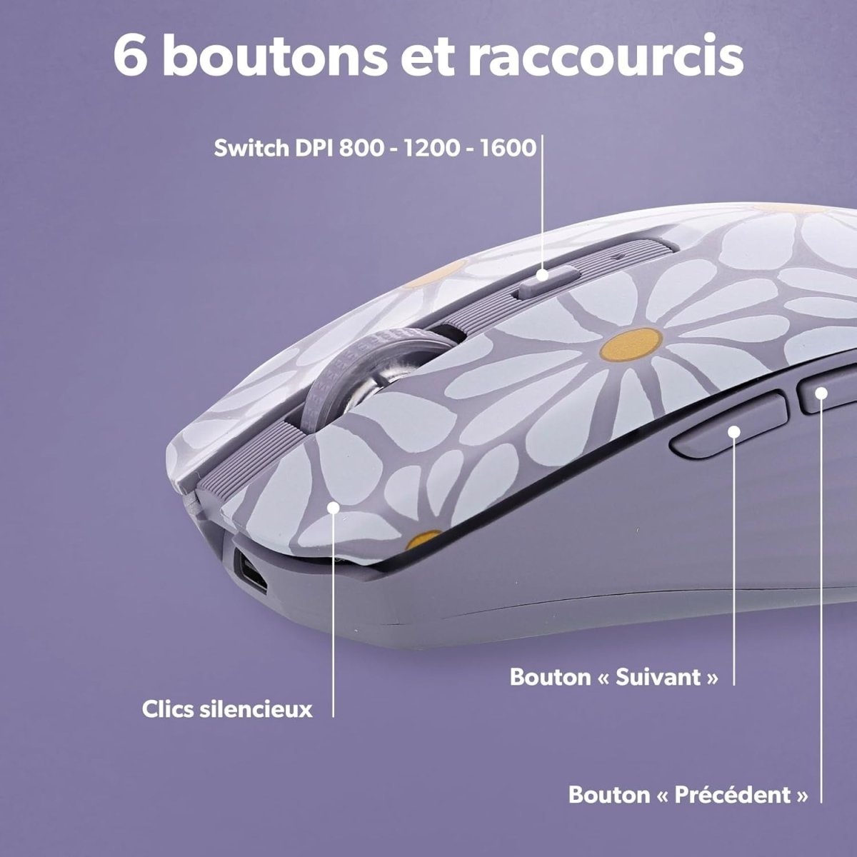 Wireless Bluetooth Mouse 1600 DPI Rechargeable 6 Button - Kwikley