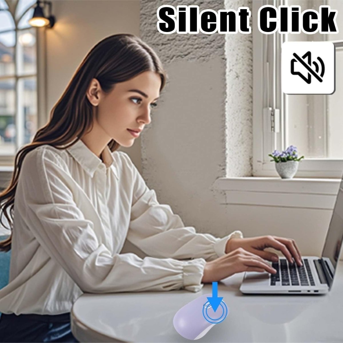 Wireless Bluetooth Mouse Silent Rechargeable 1600DPI 6 Button USB - Kwikley