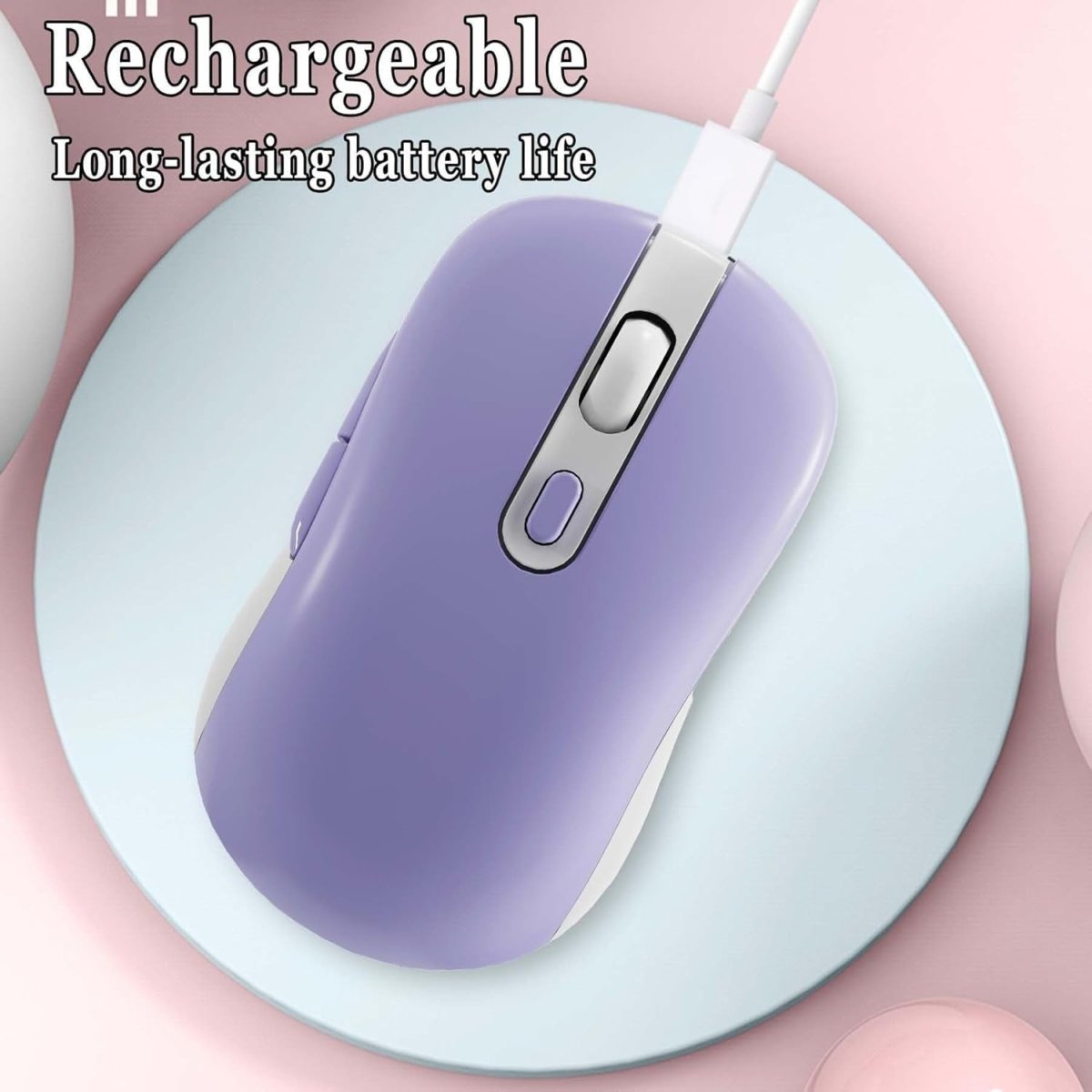 Wireless Bluetooth Mouse Silent Rechargeable 1600DPI 6 Button USB - Kwikley