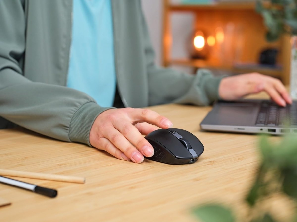 Wireless Bluetooth Silent Mouse Rechargeable Multi Device Black - Kwikley